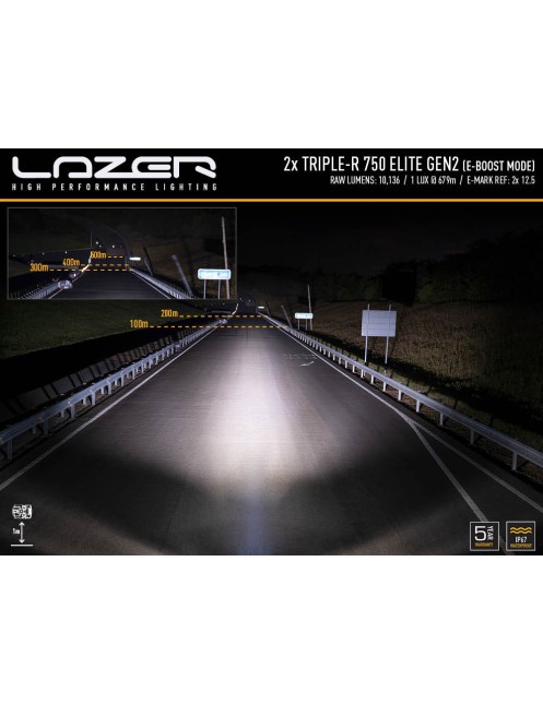Zestaw dwóch lamp LAZER TRIPLE-R 750 Elite (Gen2) z systemem montażu w fabrycznym grillu - Toyota Hilux Invincible X (2021 -)
