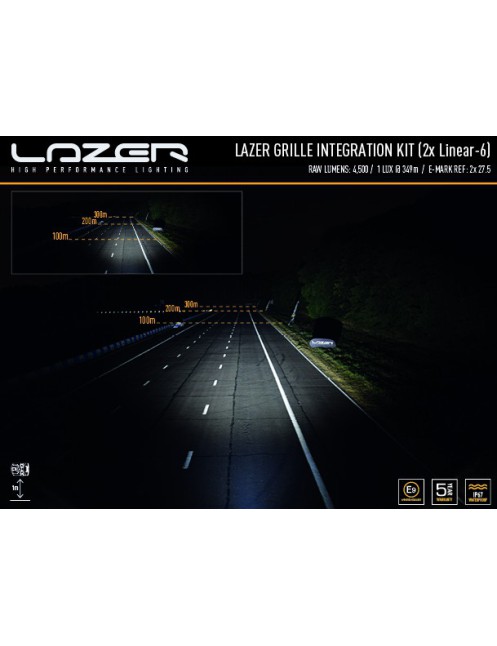 Zestaw dwóch lamp LAZER Linear 6 z systemem montażu w fabrycznym grillu - Toyota Hilux (2021 -)