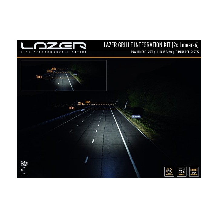 Zestaw dwóch lamp LAZER Linear 6 z systemem montażu w fabrycznym grillu - Toyota Hilux (2021 -) - ujęcie 6