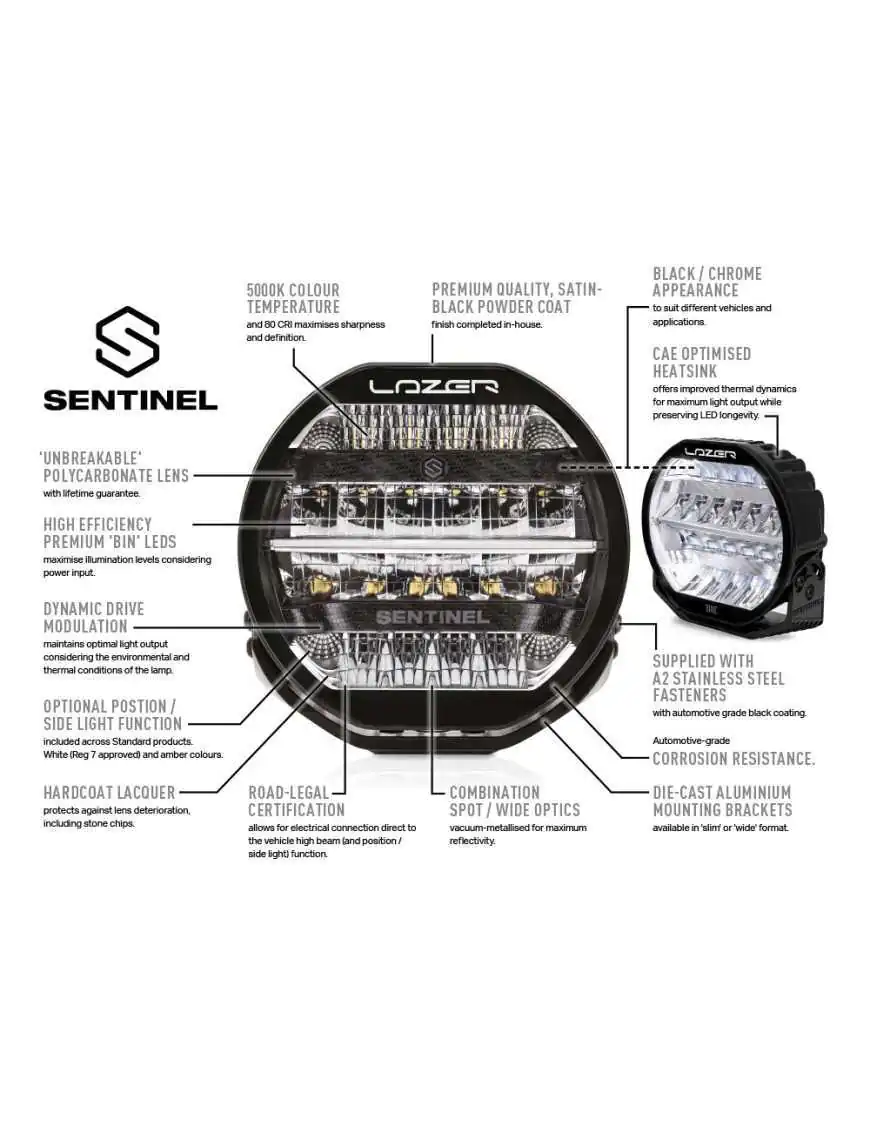 LAZER Sentinel 9" Elite Black - round LED lamp