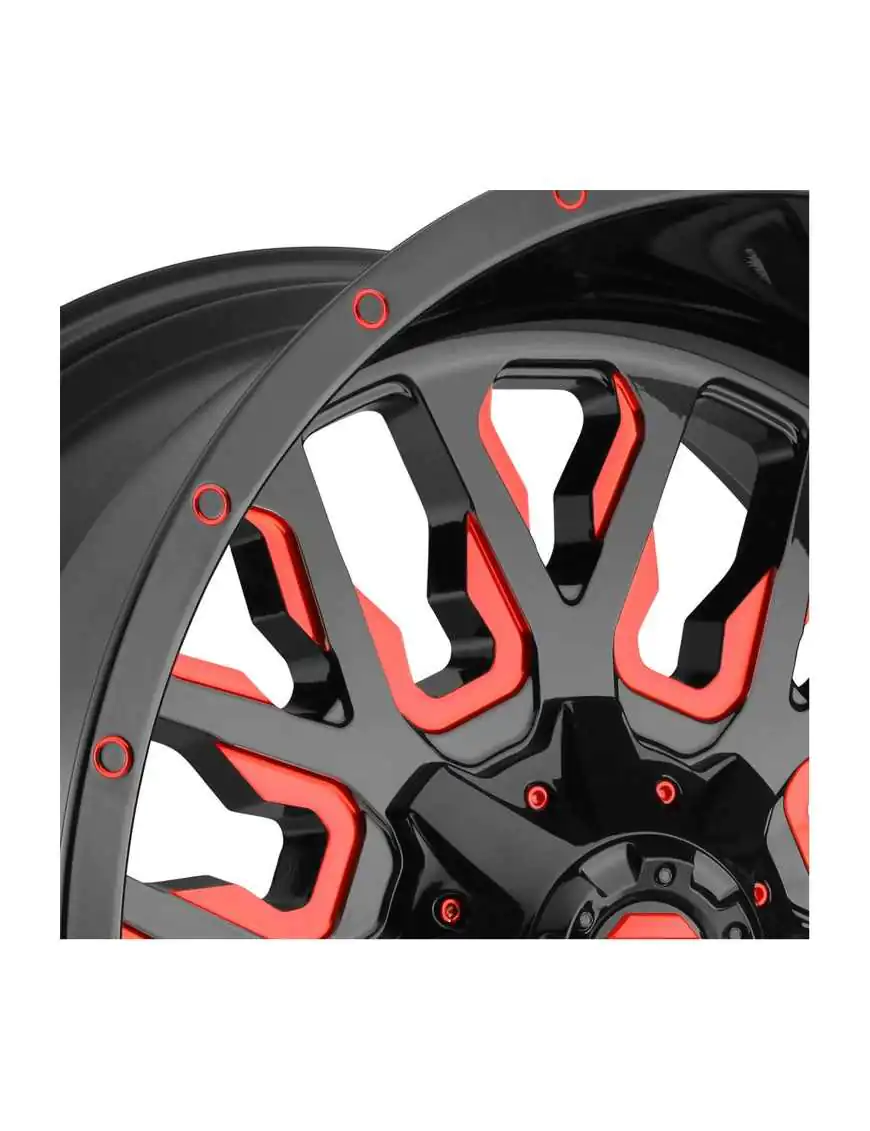 Felga aluminiowa D612 Stroke Gloss Black/Red Tinted Clear Fuel