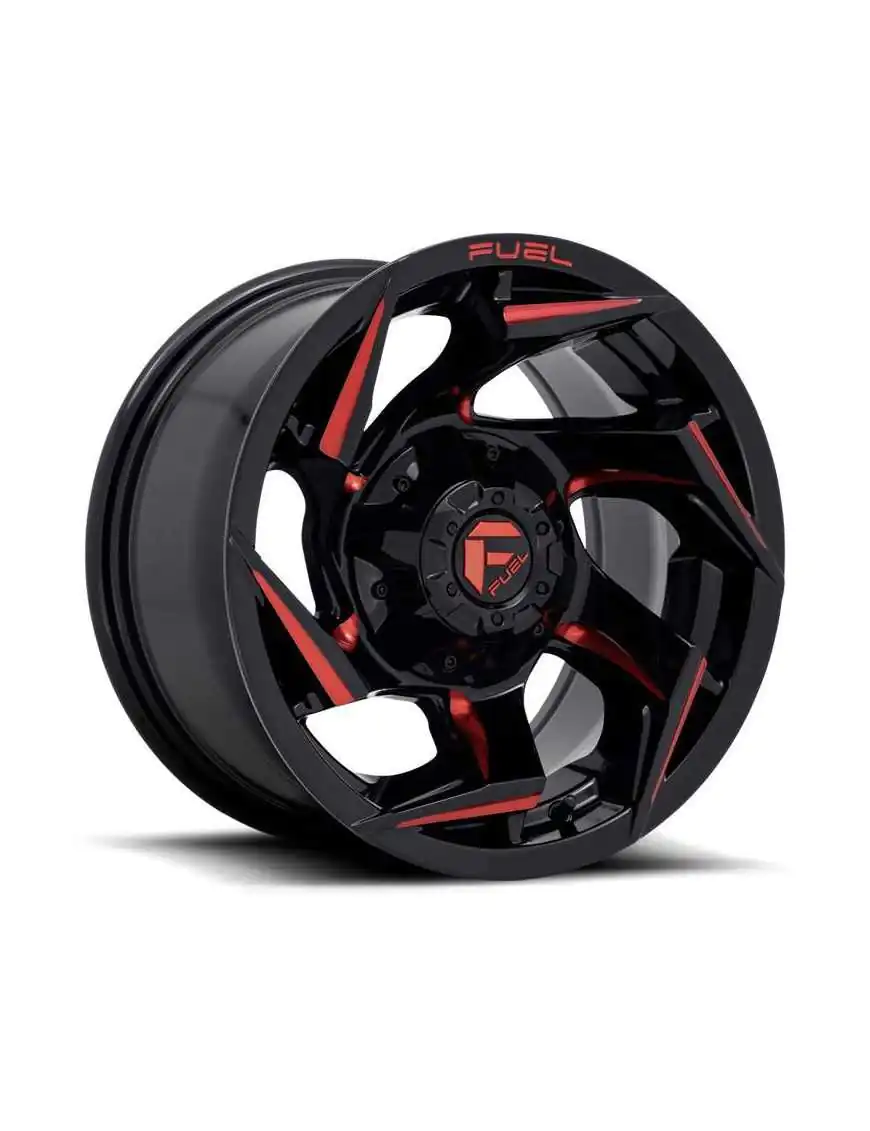 Felga aluminiowa D755 Reacion Gloss Black Milled/Red Tint Fuel