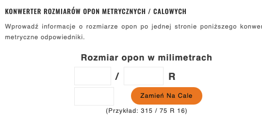 Kalkulator - przelicznik opon z metrycznych na calowe i odwrotnie Kalkulator - przelicznik opon z metrycznych na calowe i odwrotnie