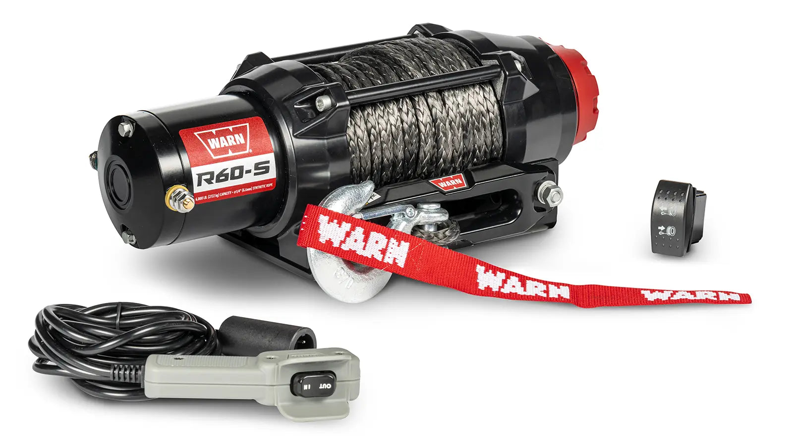 Wyciągarka WARN R60-S widziana pod kątem z liną syntetyczną
