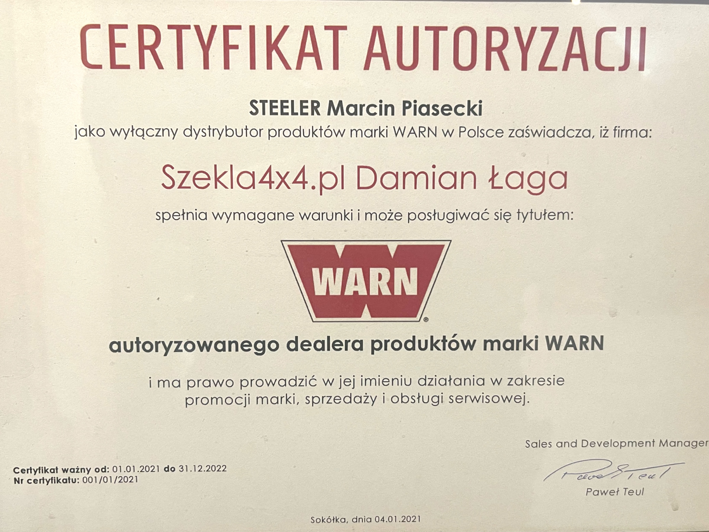 Autoryzacja WARN SKLEP i SERWIS WARN